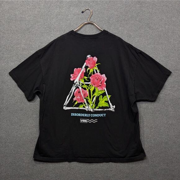 Disorderly Conduct T-Shirt Mens 4XL Skeleton Roses Vibe 2 Monkeys Graphic Tee - Picture 1 of 11